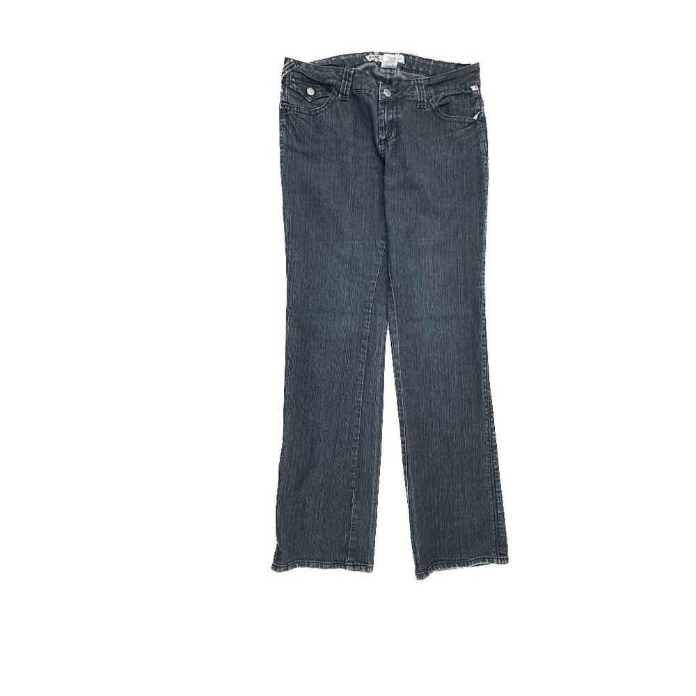 Mecca Femme Bootcut Distressed Back Pocket Women's size 12 Dark Blue Denim Jeans